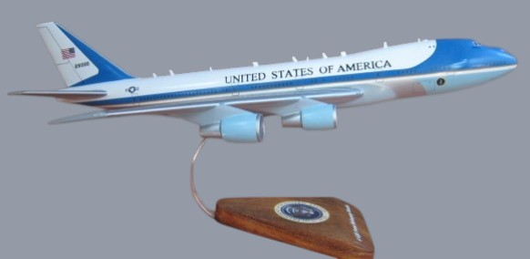 Air Force One presidential aircraft model on a dark studio background